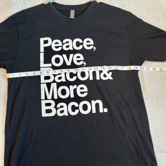 Womens Peace Love Bacon & More Bacon Graphic Tee Black Size L Next Level Apparel - Picture 8 of 10